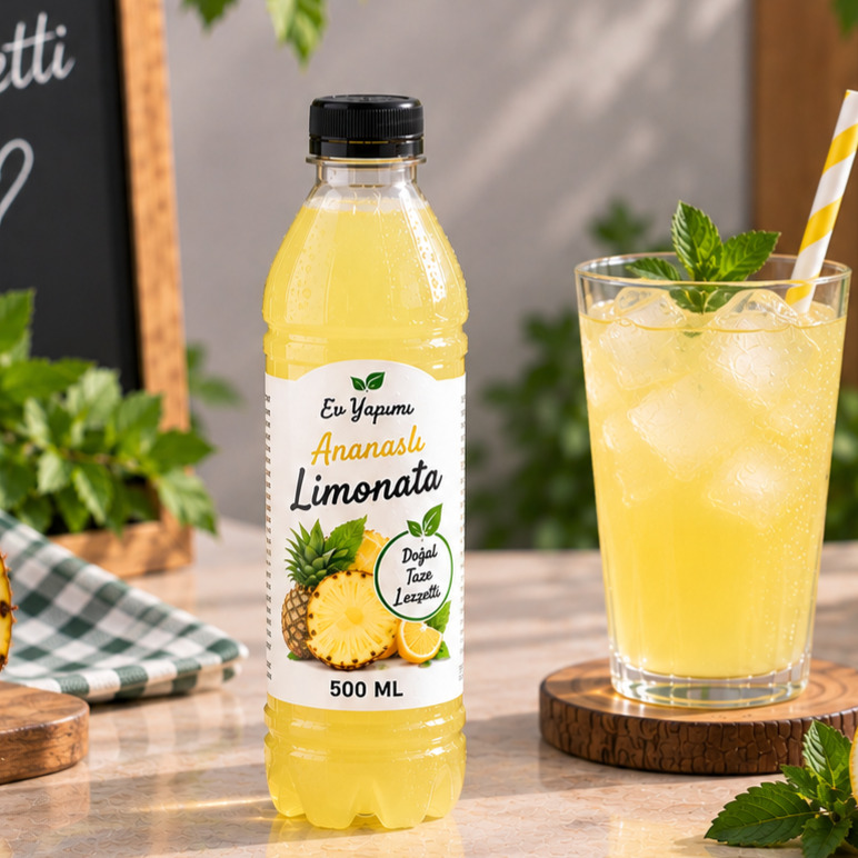 Ev Yapımı Ananas Aromalı Limonata 500 ml
