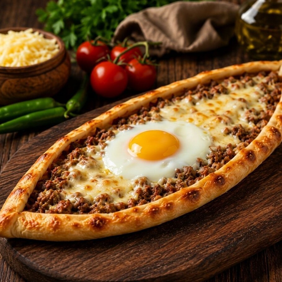 Kıymalı Yumurtalı Pide