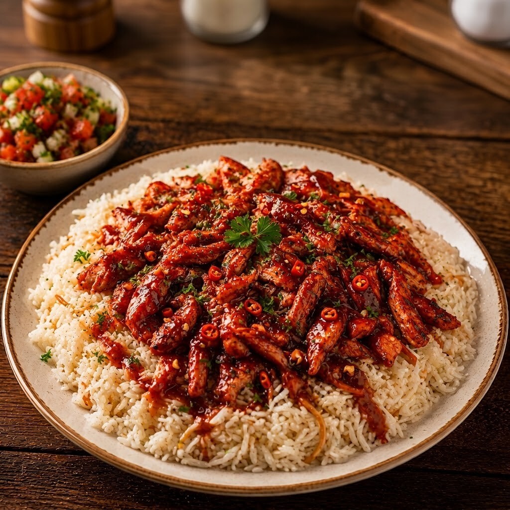 Chili Soslu Pilav Üstü Tavuk