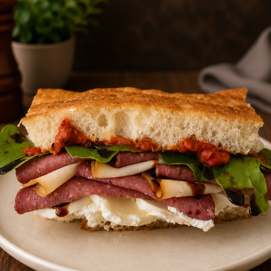 Focaccia İtalyan Salam Hindi Fume Sandvich