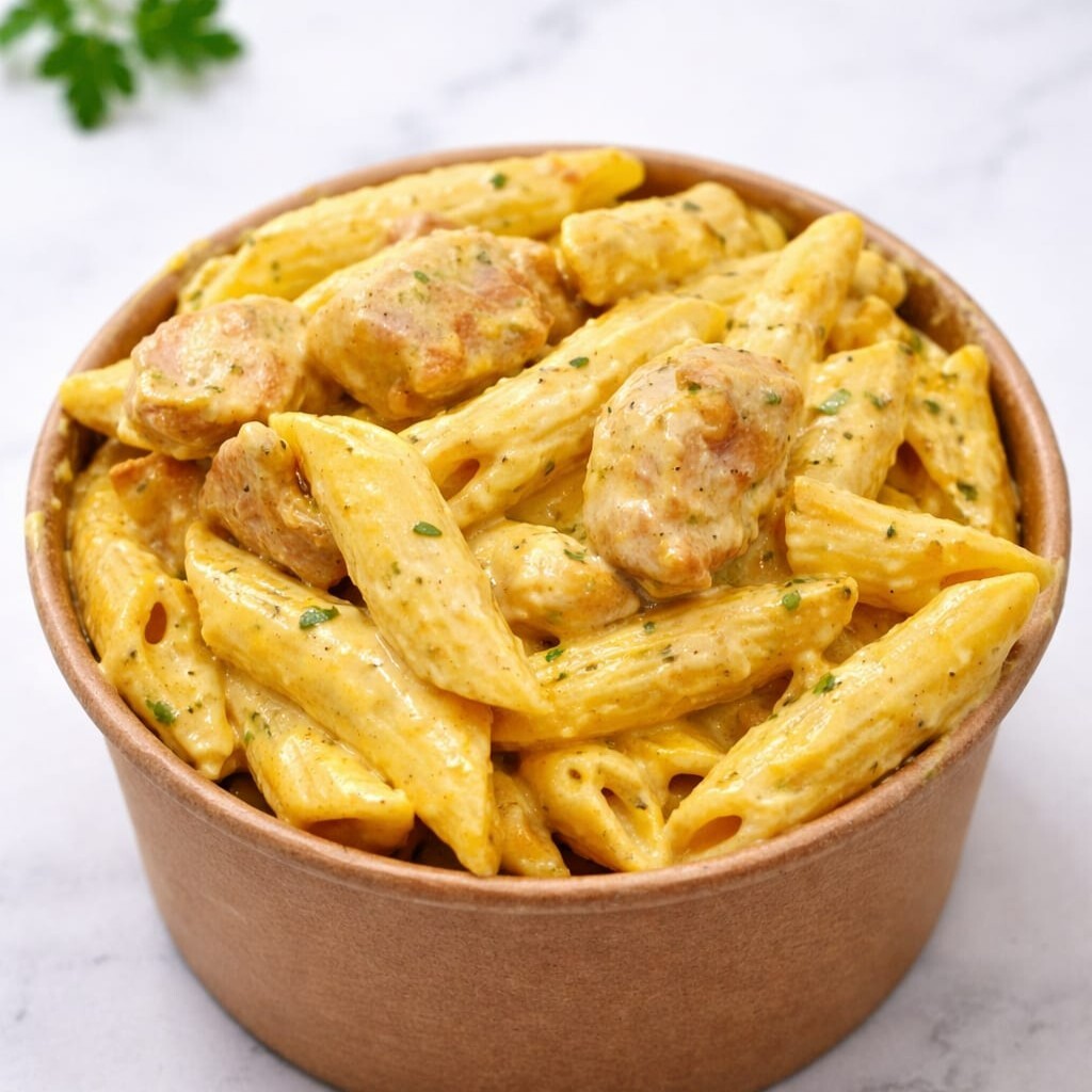 Köri soslu tavuklu penne