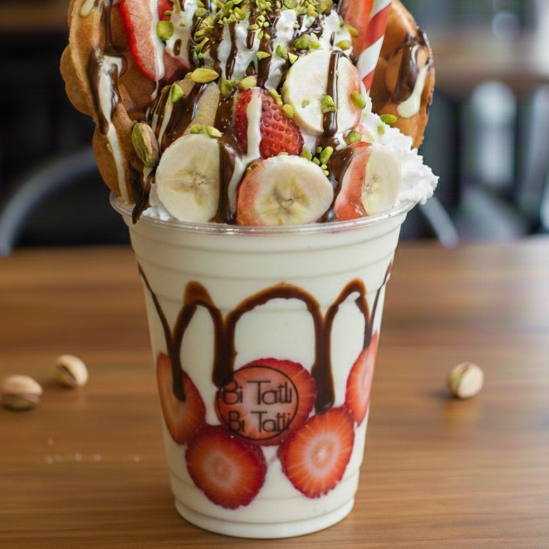 Beyaz Çikolatalı Bardak Waffle