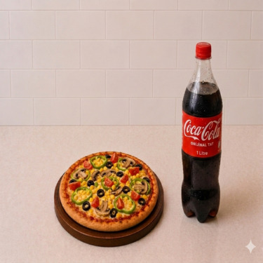 Küçük Boy Sebzeli Pizza & 1 Lt İçecek