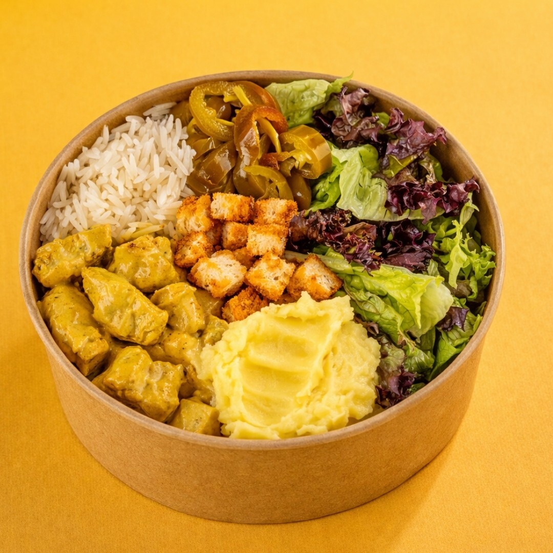 Köri Soslu Tavuklu Bowl Salata