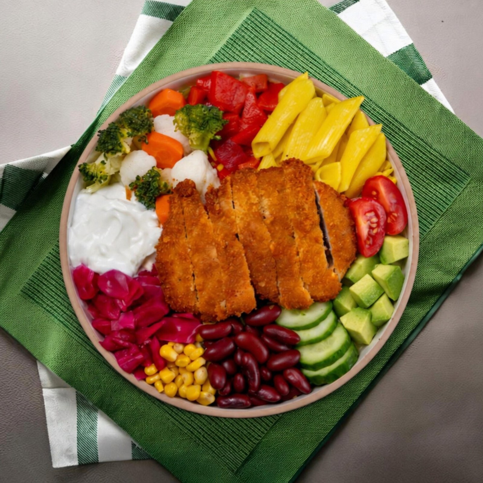 Makarnalı Schnitzel Bowl