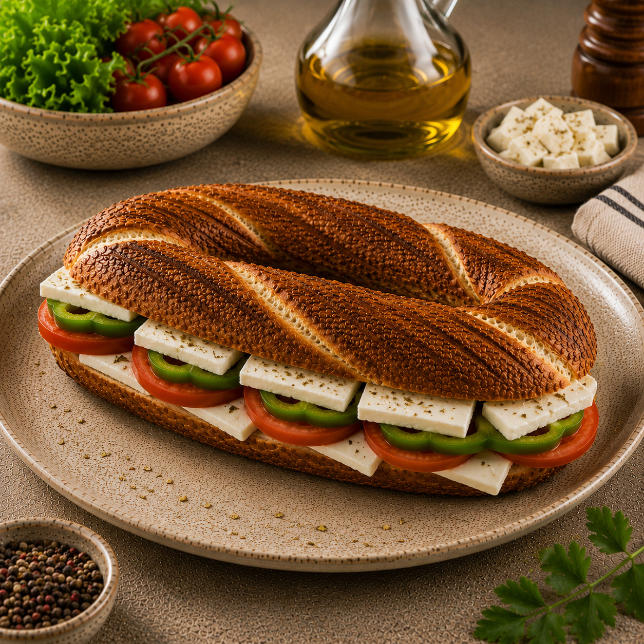 Beyaz Peynirli Simit Tost