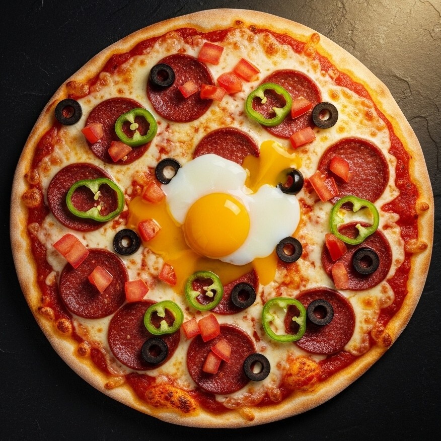 Sucuklu Yumurtalı Büyük Boy Pizza
