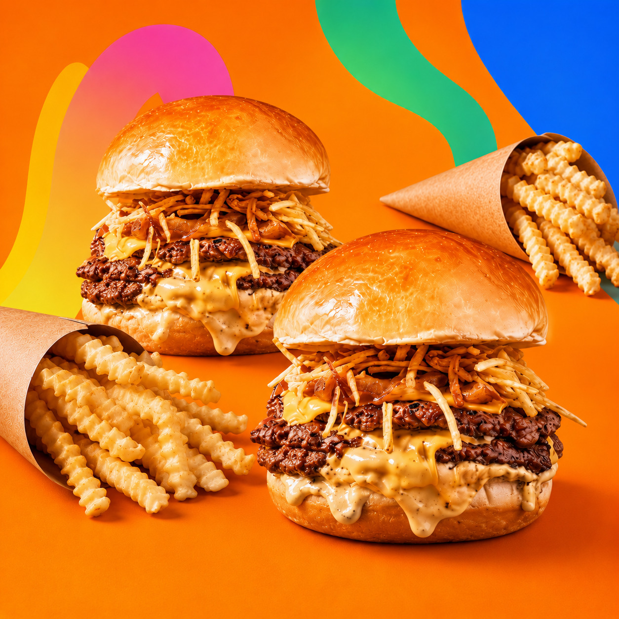 2 x Cheese Smash Burger & Tırtıklı Patates
