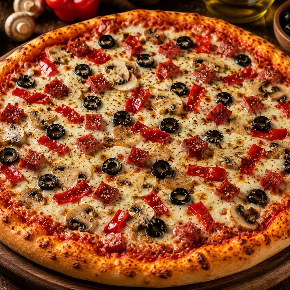 Küp Sucuklu İtalyan Pizza (Büyük Boy)