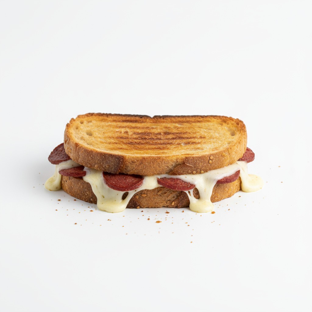 Kare Kepek Ekmeğine Kaşarlı Sucuklu Tost