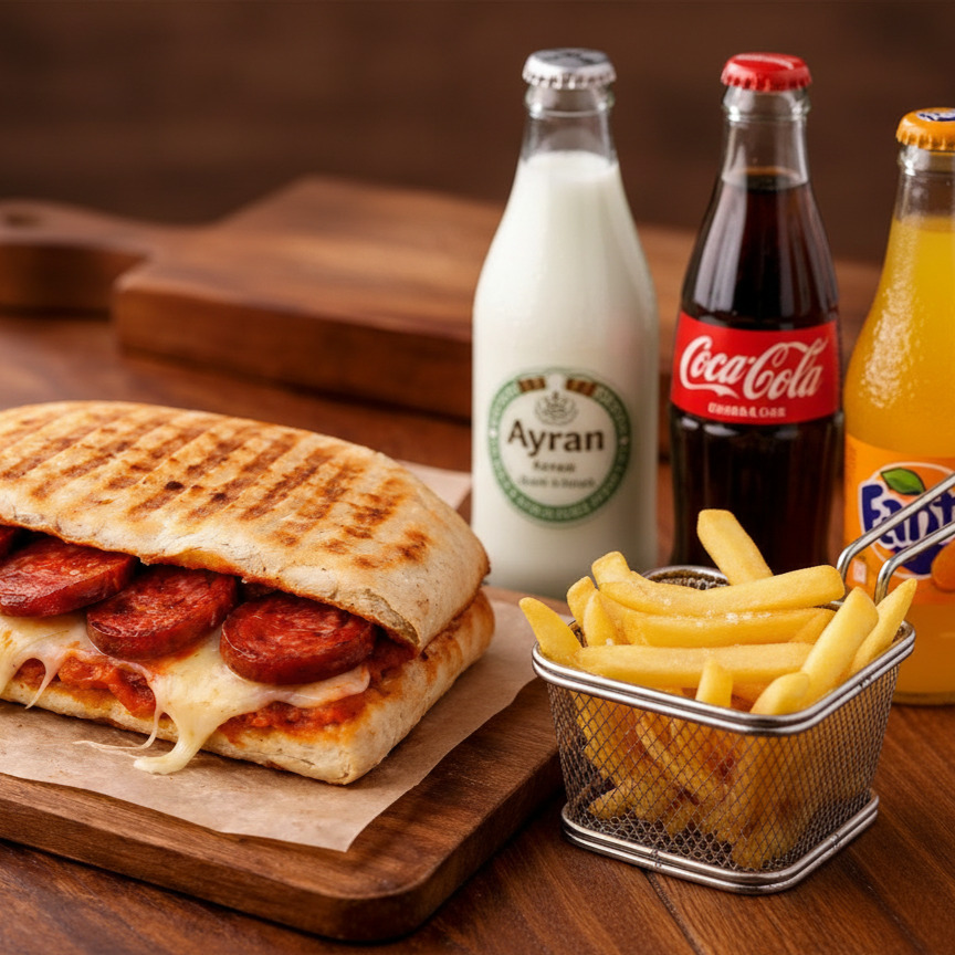 Bazlama Sanayi Tost + Patates Kızartması + İçecek