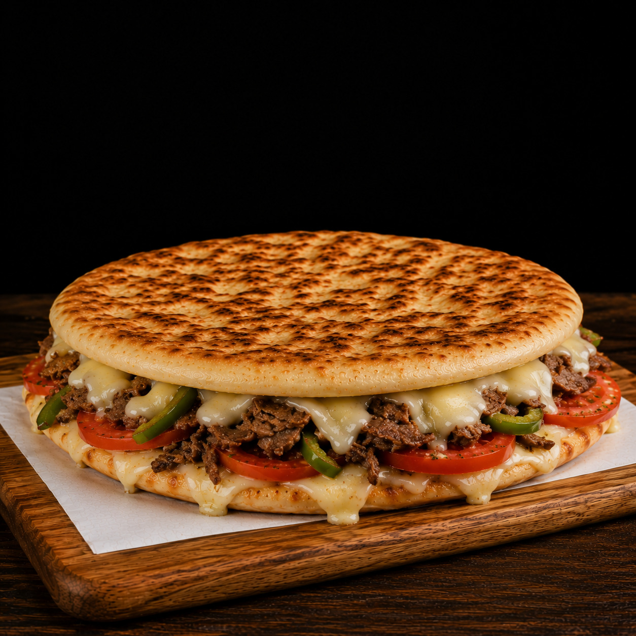 Kavurmalı Kaşarlı Domasli Biberli Mix Bazlama Tost