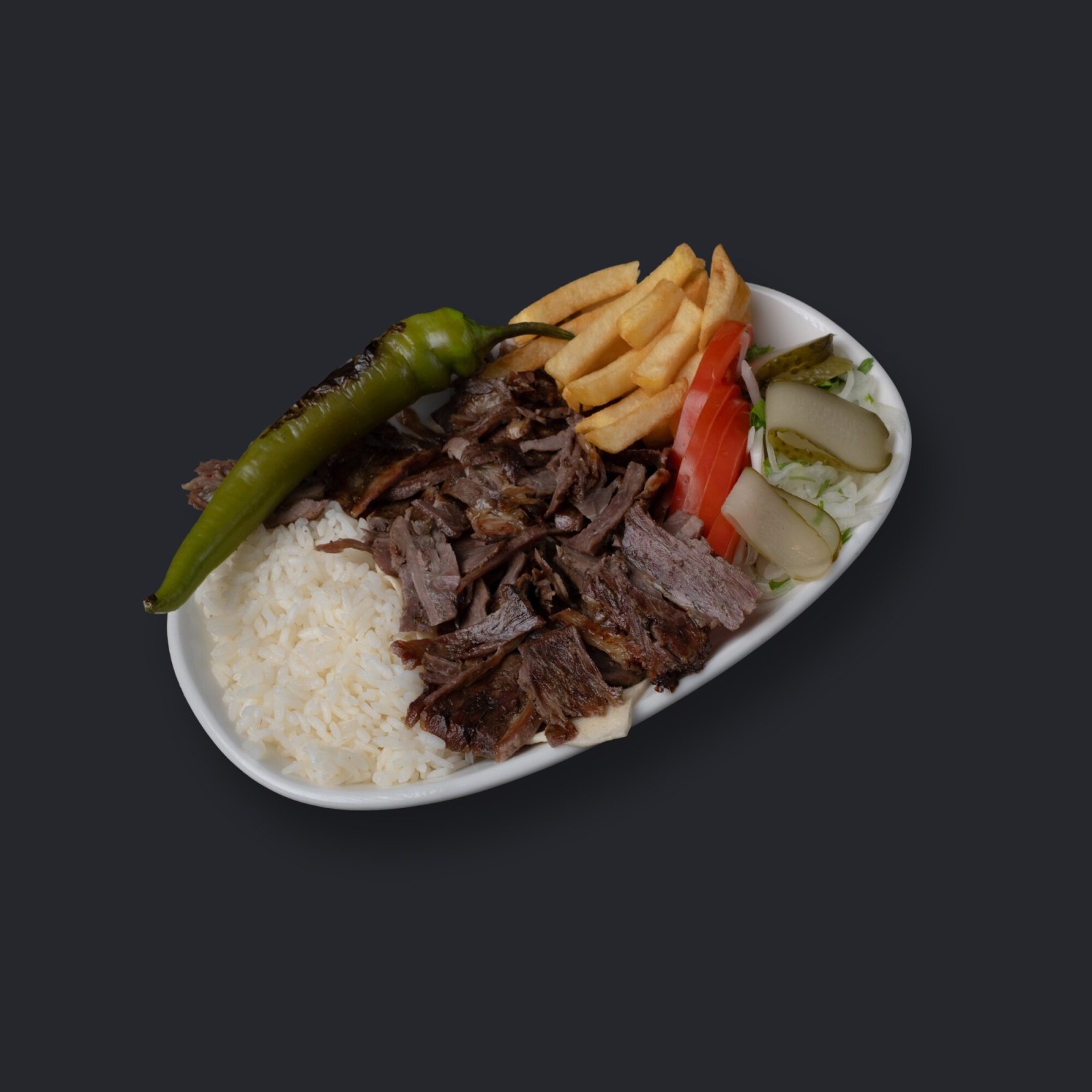 Porsiyon Pilavlı Et Döner (130 gr. Yaprak Et Döner)