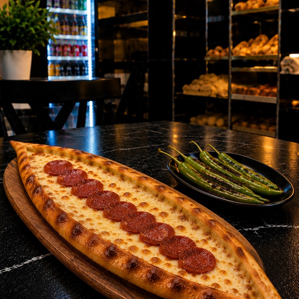 🍕40cm boyunda Kaşarlı Sucuklu uzun Pide