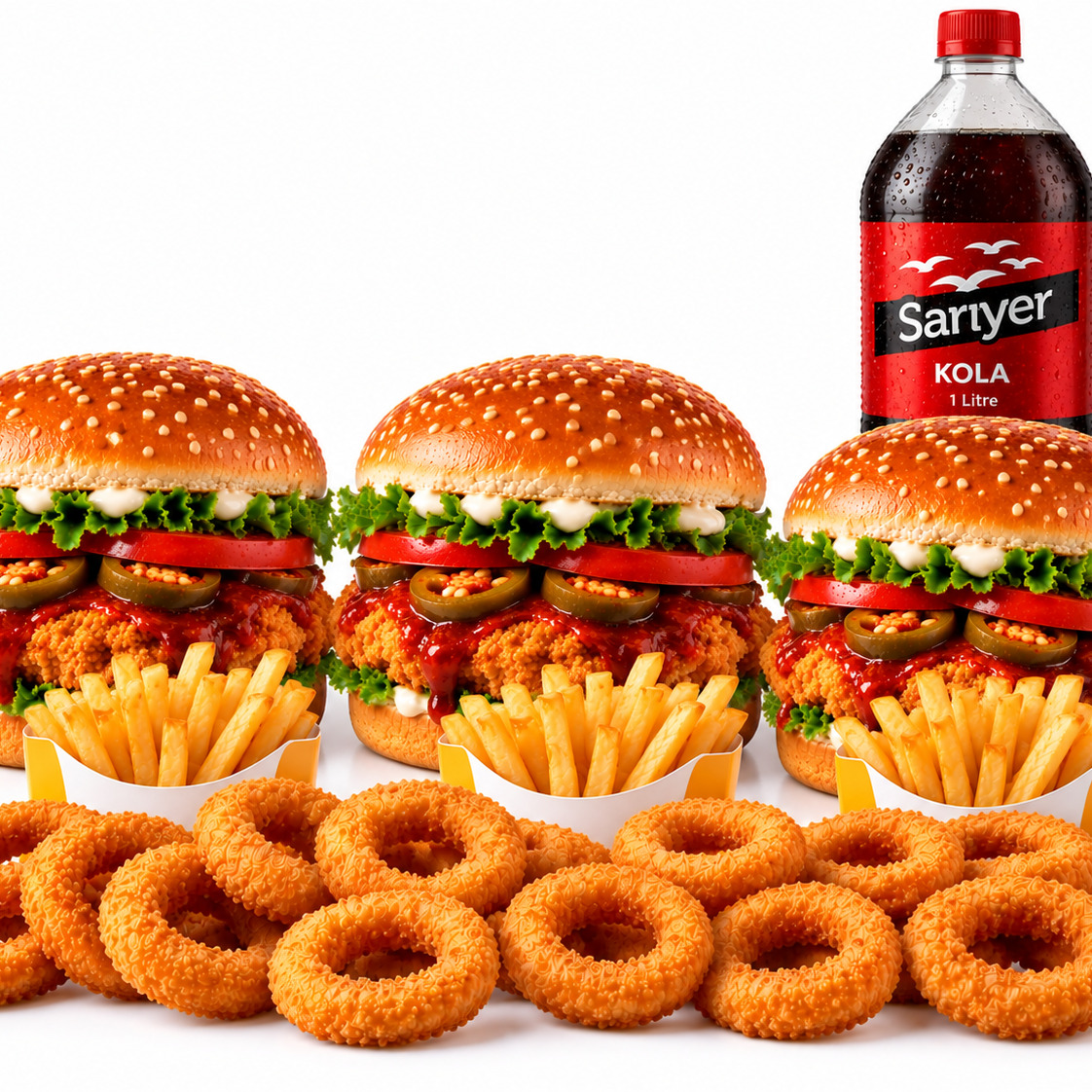 3'lü Cici Hot Burger Menü