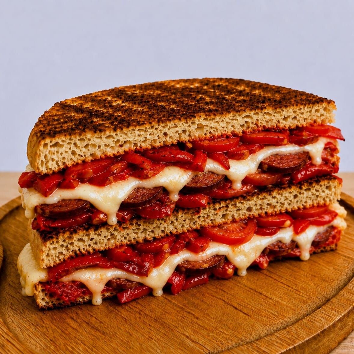 Kırmızı Biberli & Sucuklu & Kaşarlı Tost