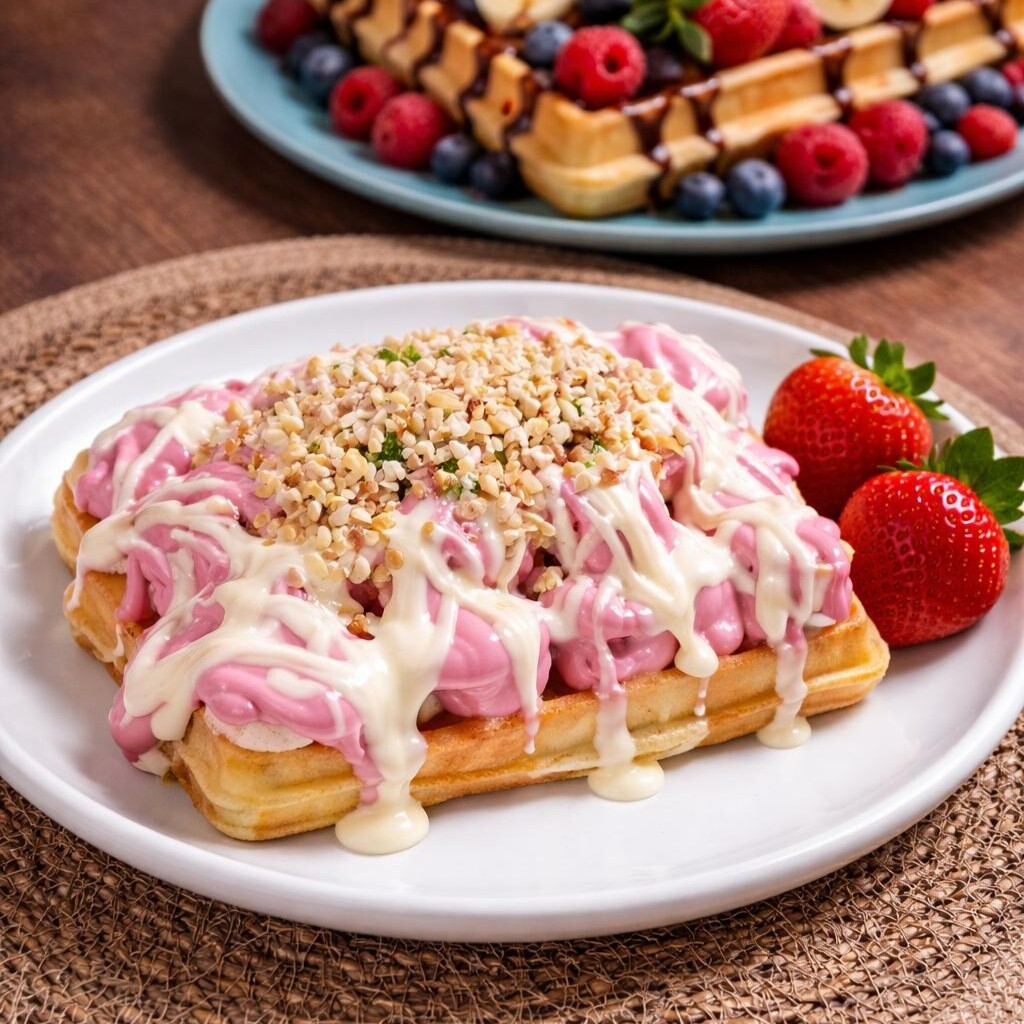 Çilek Soslu Waffle