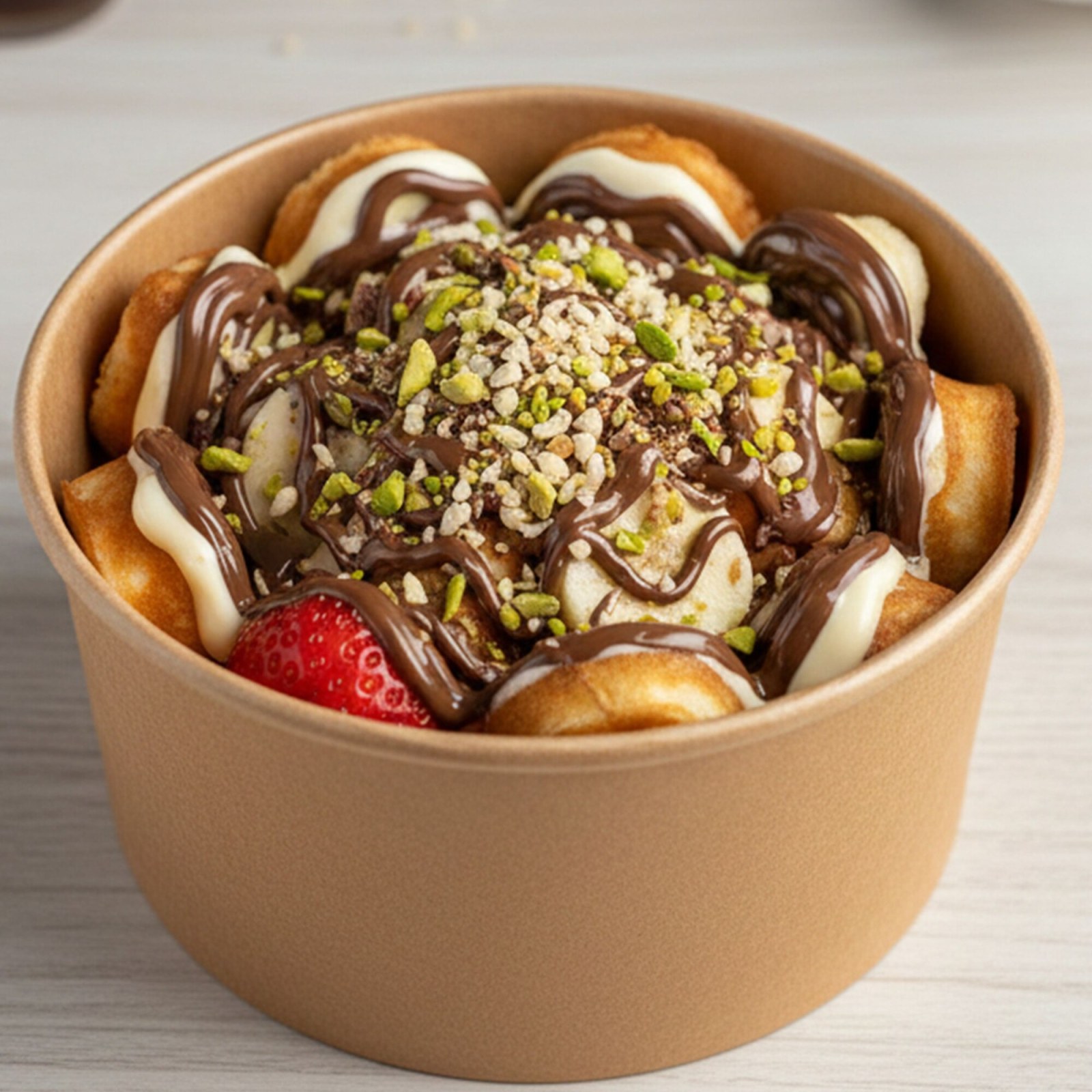 Bubble Gum Soslu Kova Waffle