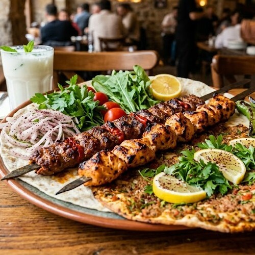 1 Şiş Adana 1 Şiş Tavuk 1 Lahmacun 1 Ayran