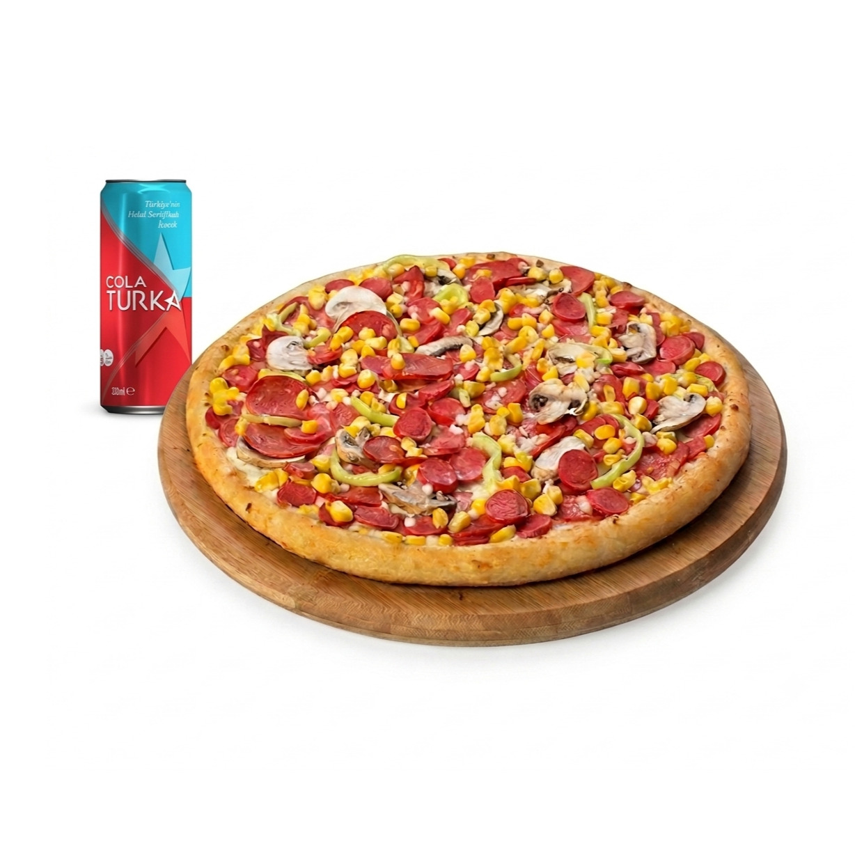 Karışık Pizza & 330 ml Kolaturka Menü Büyük Boy+ Pizza bahartı +ketçap +mayonez