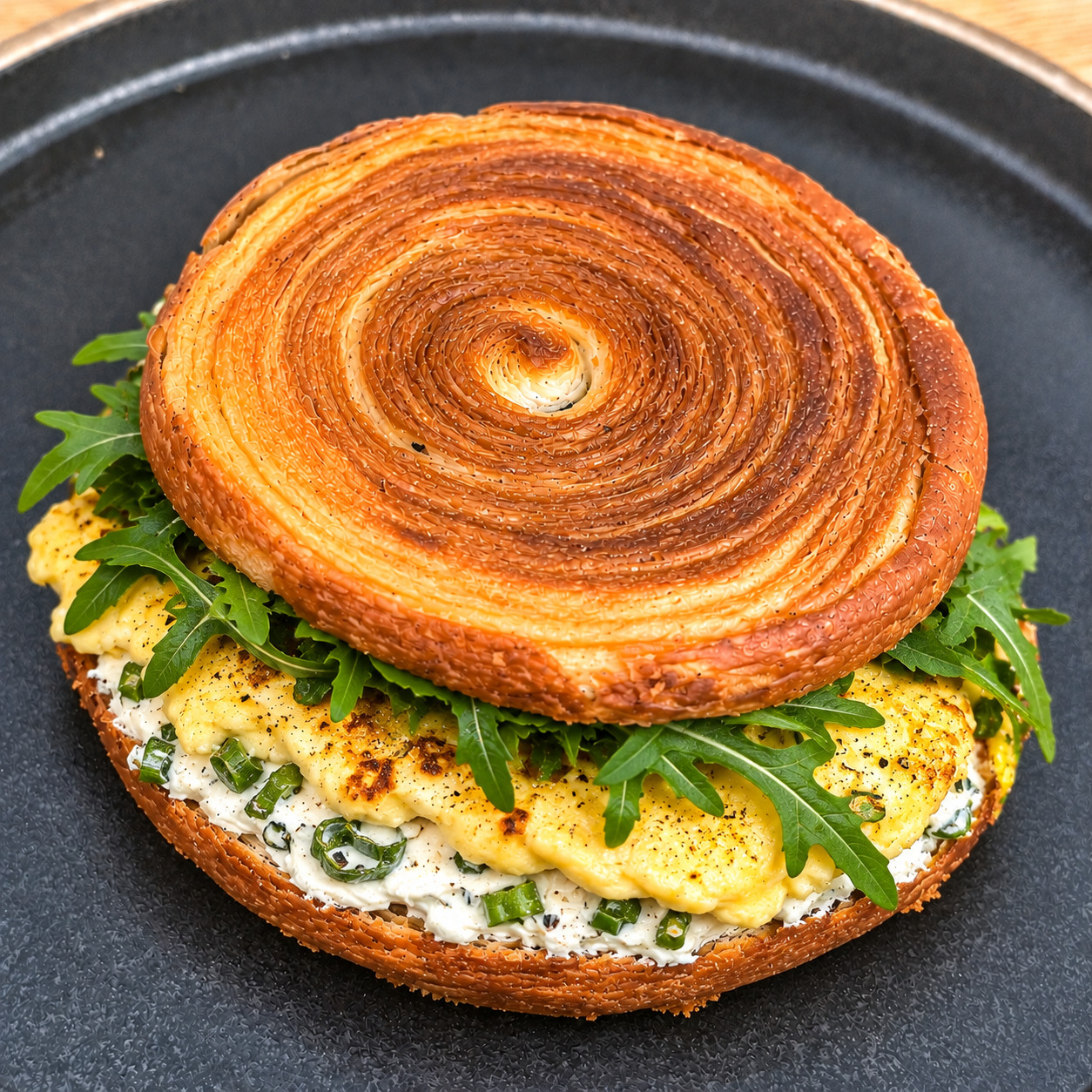 Yumurtalı Scallion Cheese Roll Kruvasan Sandviç