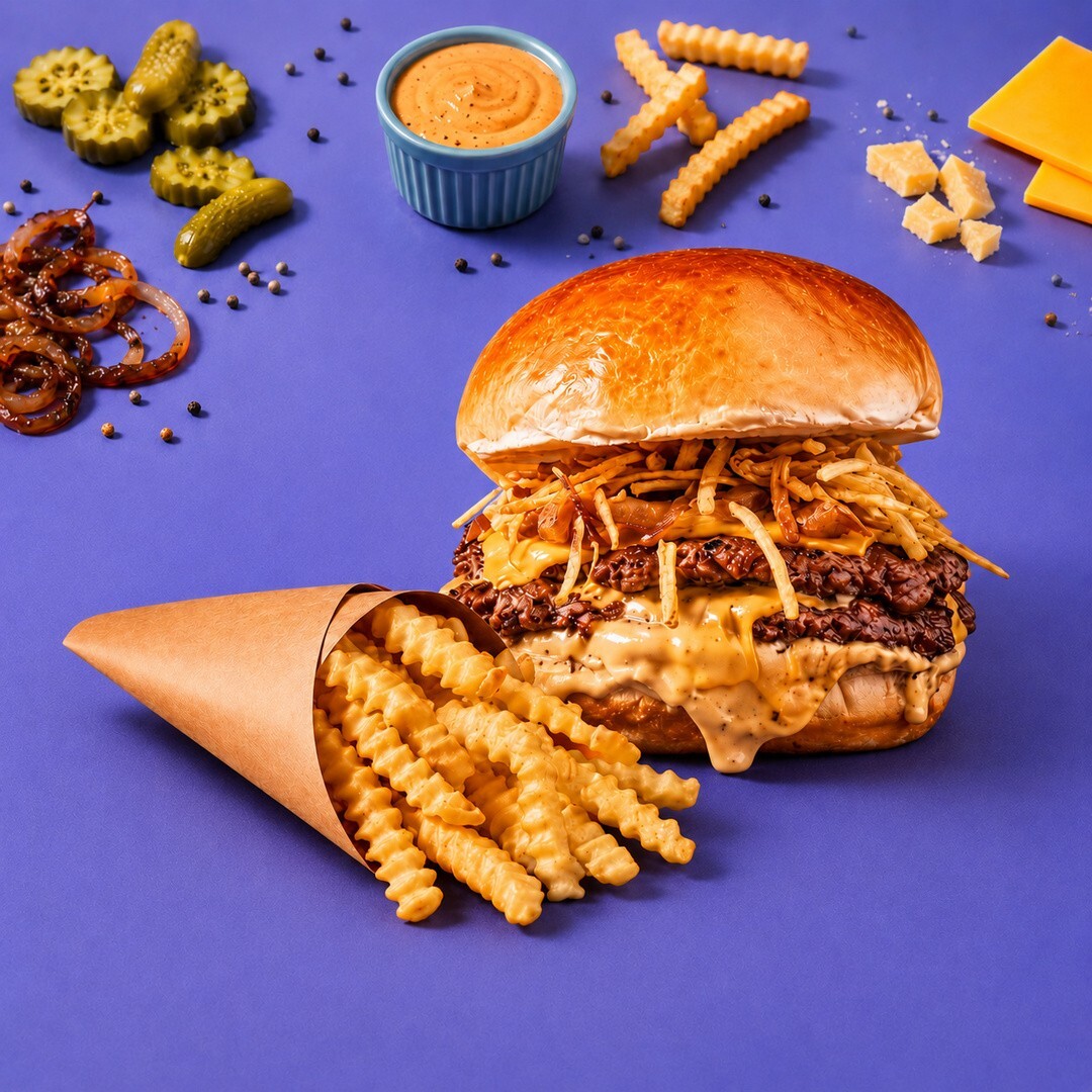 Cheese Smash Burger & Tırtıklı Patates