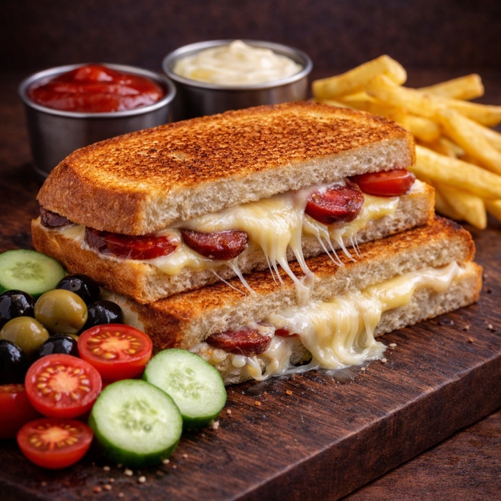 Büyük Somun Sucuklu Kaşarlı Tost Menü