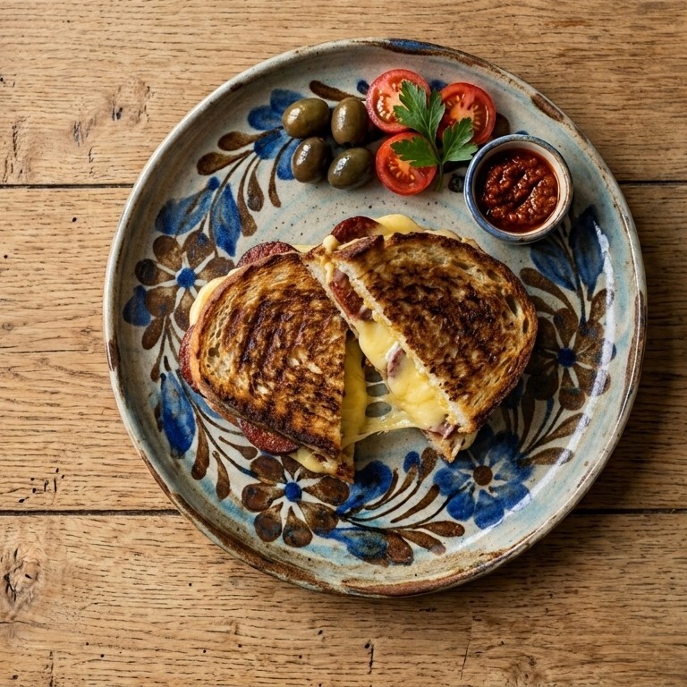Ayvalık Ekmeğinde Kasap Sucuklu Tost