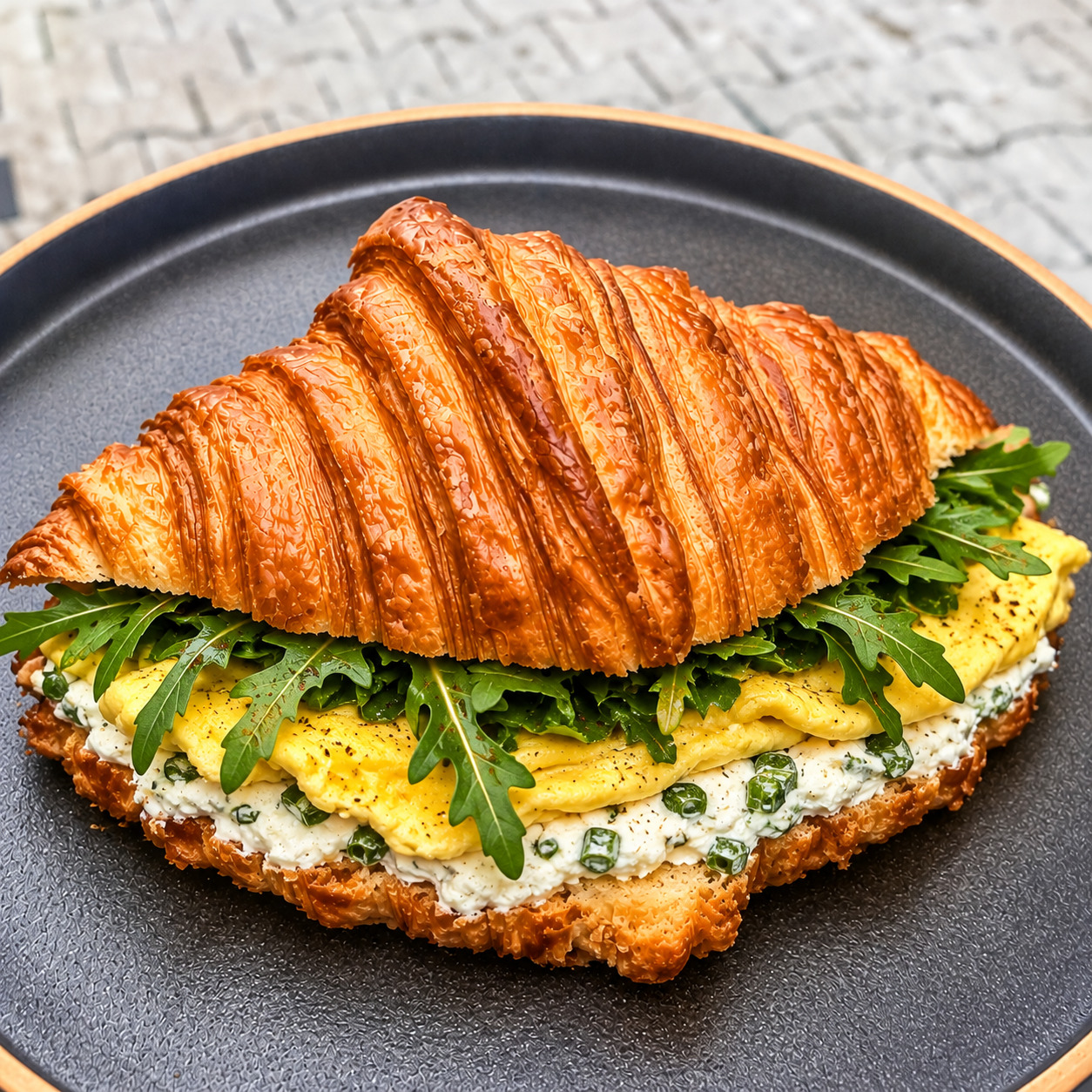 Yumurtalı Scallion Cheese Kruvasan Sandviç