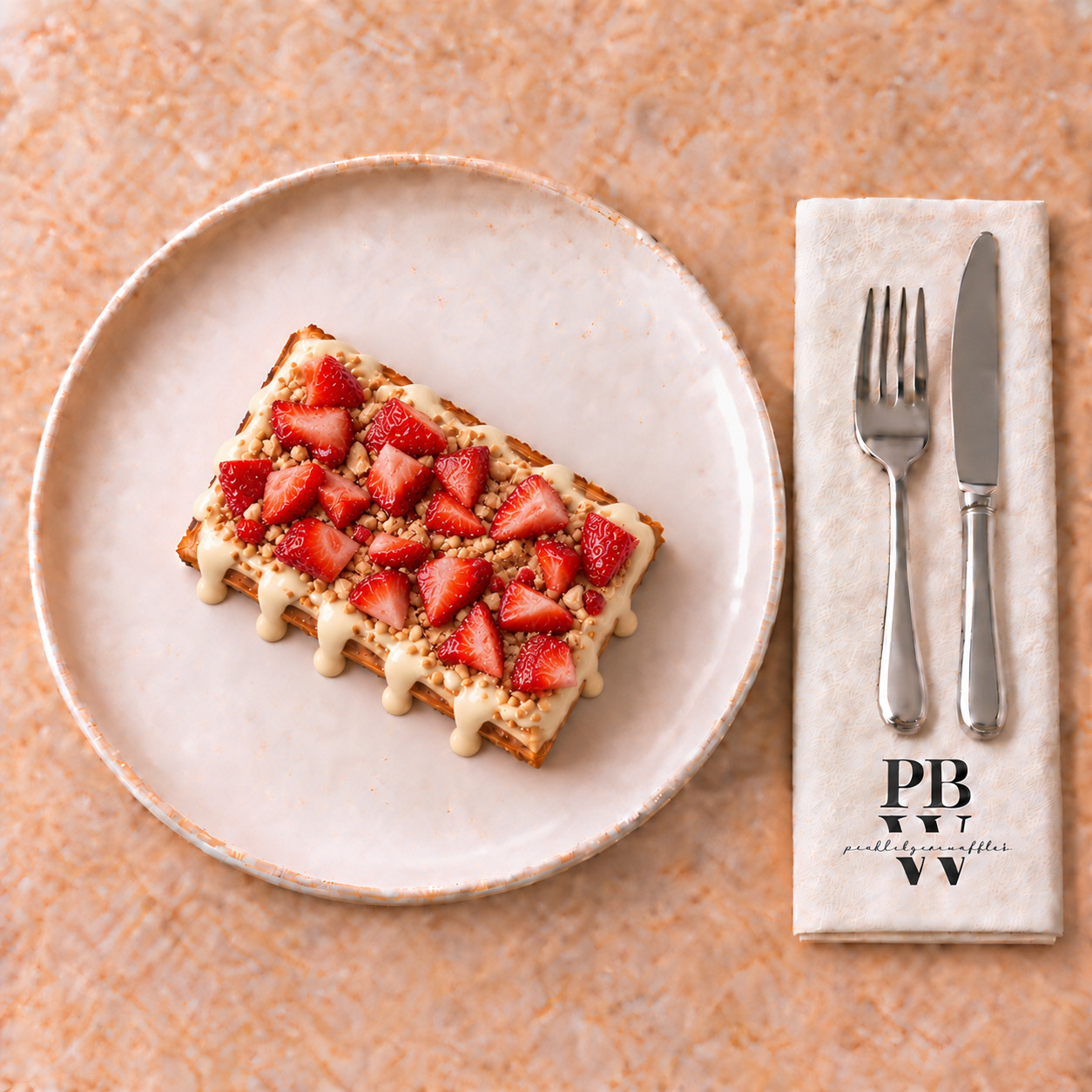 Beyaz Çikolatalı Çilekli Waffle (Tek Kişilik)