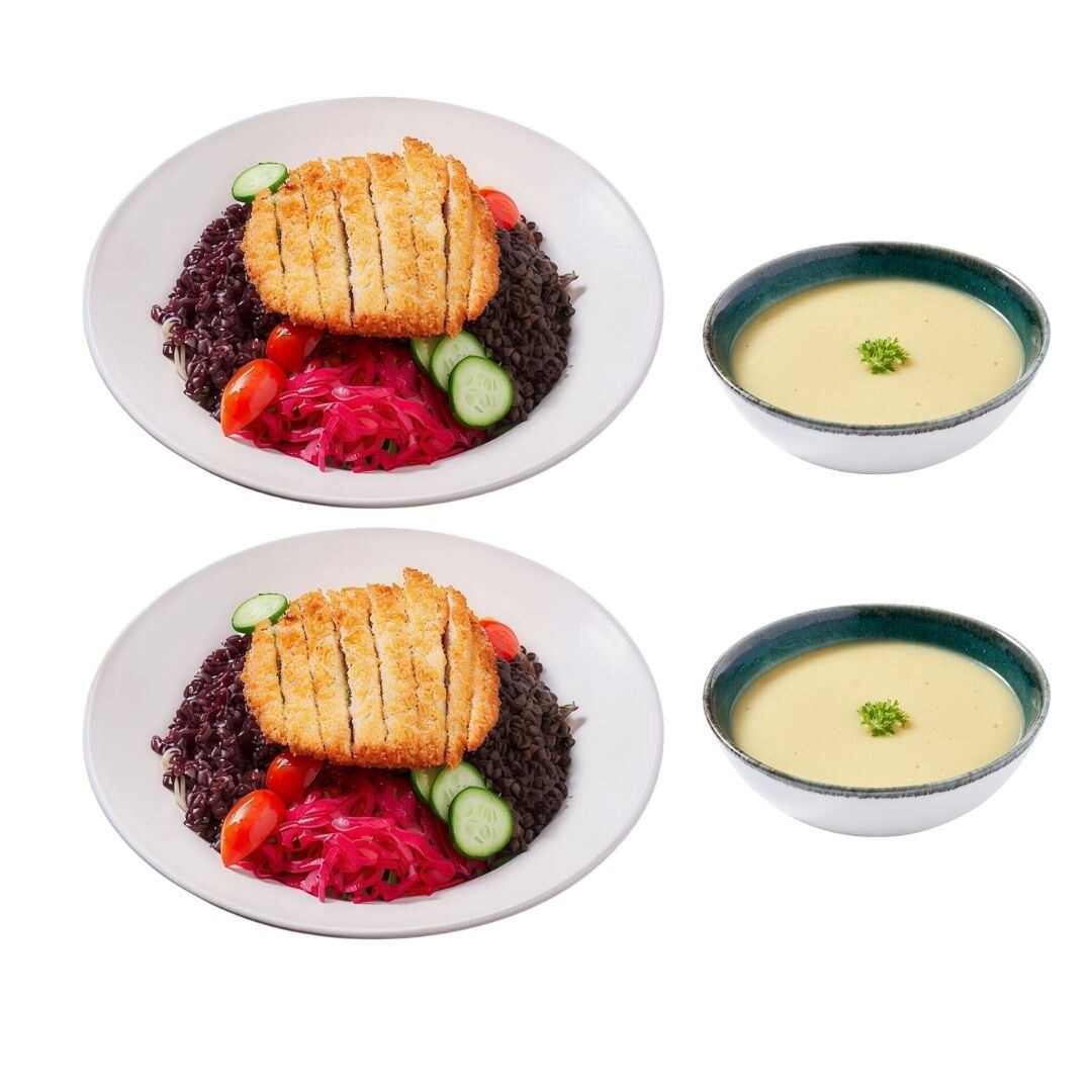 2'li Crispy Wien / Schnitzel Salata + 2 Adet Seçeceğiniz Çorba