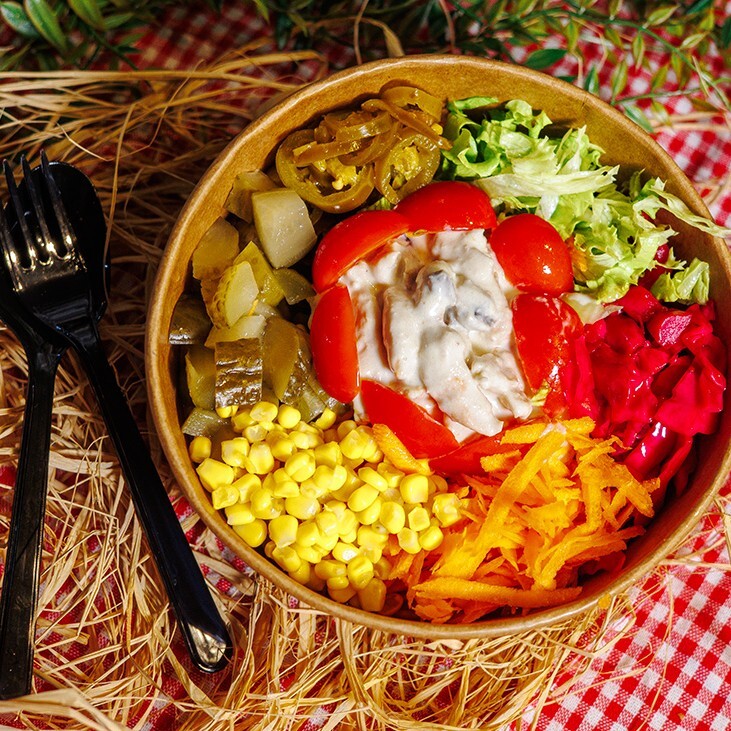 Krema Mantarlı Soslu Tavuklu Salata (Büyük)