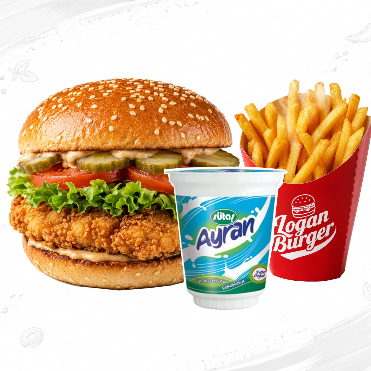 Chicken Burger & Ayran Menü