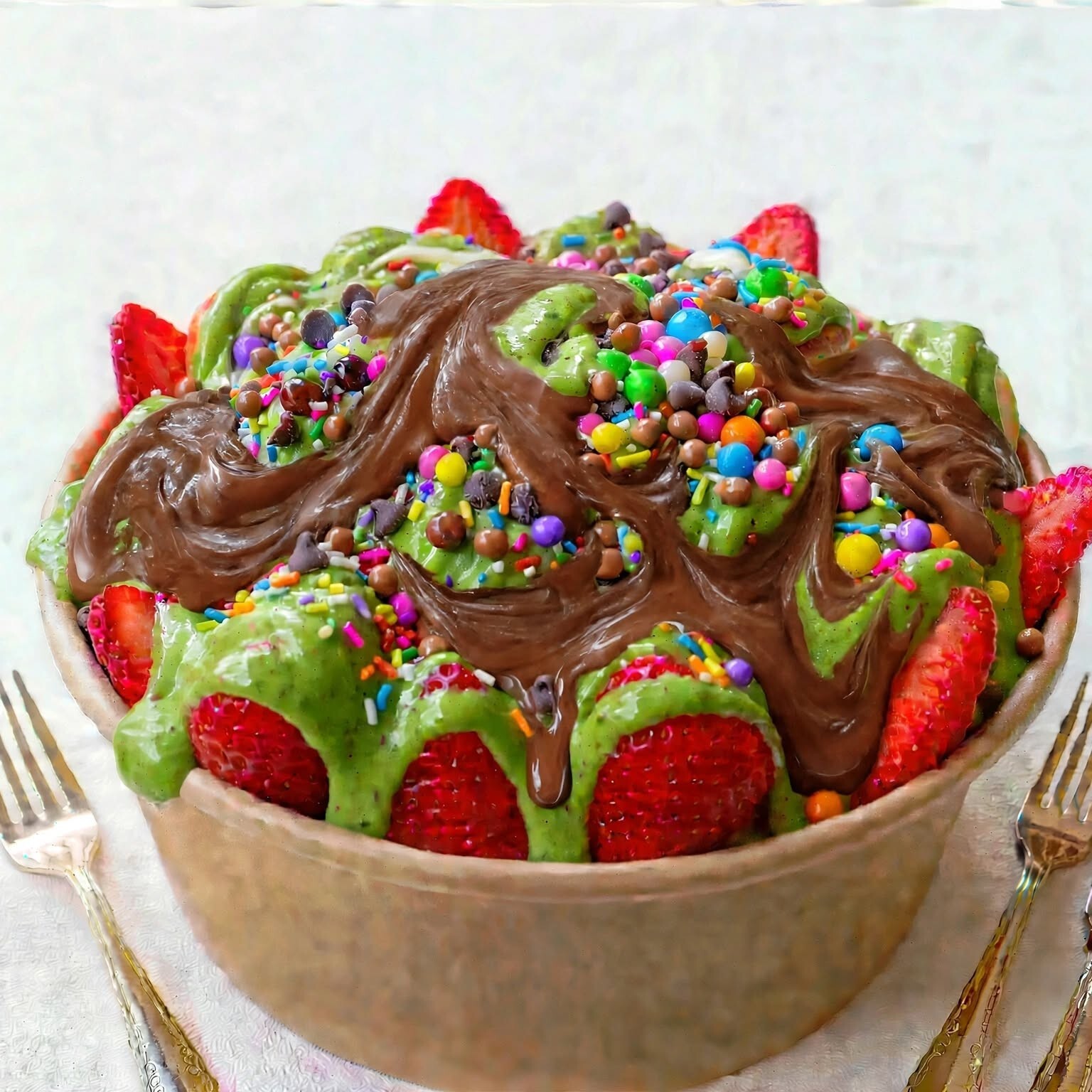 Milk Green Drip Bowl Pankek Waffle (Large)