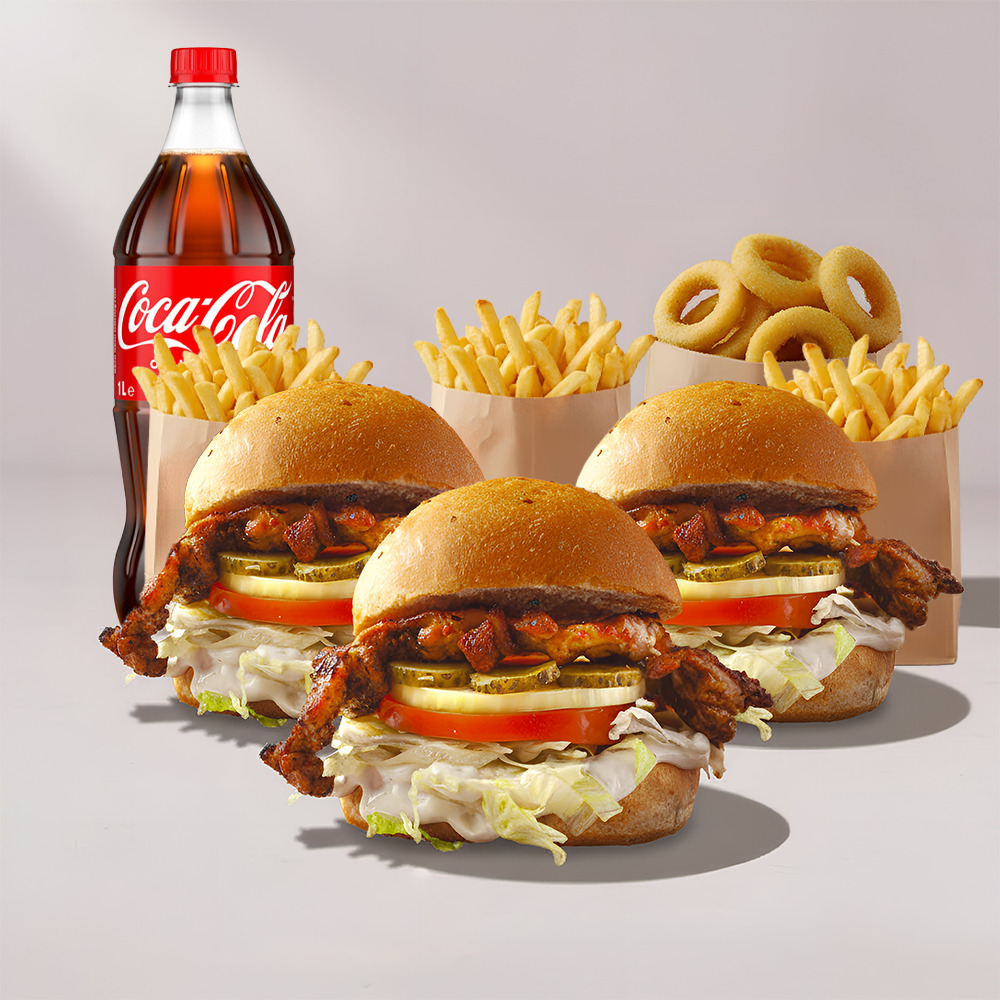 3'lü Tavuk Burger Menü