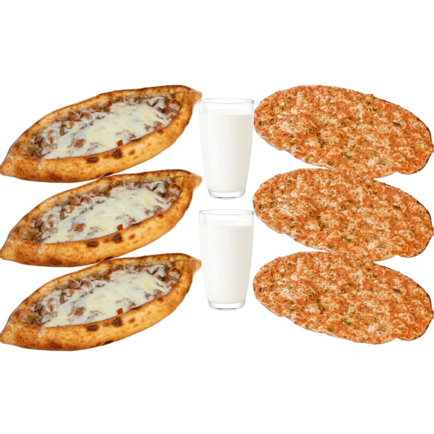 3 'Lü Kuşbaşılı Kaşarlı Cantık & 3 'Lü Lahmacun Menü