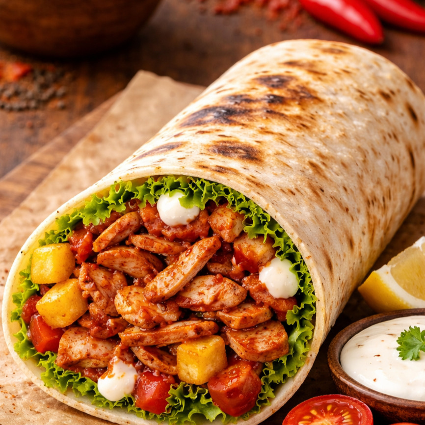 Afrika Soslu Tavuk Döner Dürüm