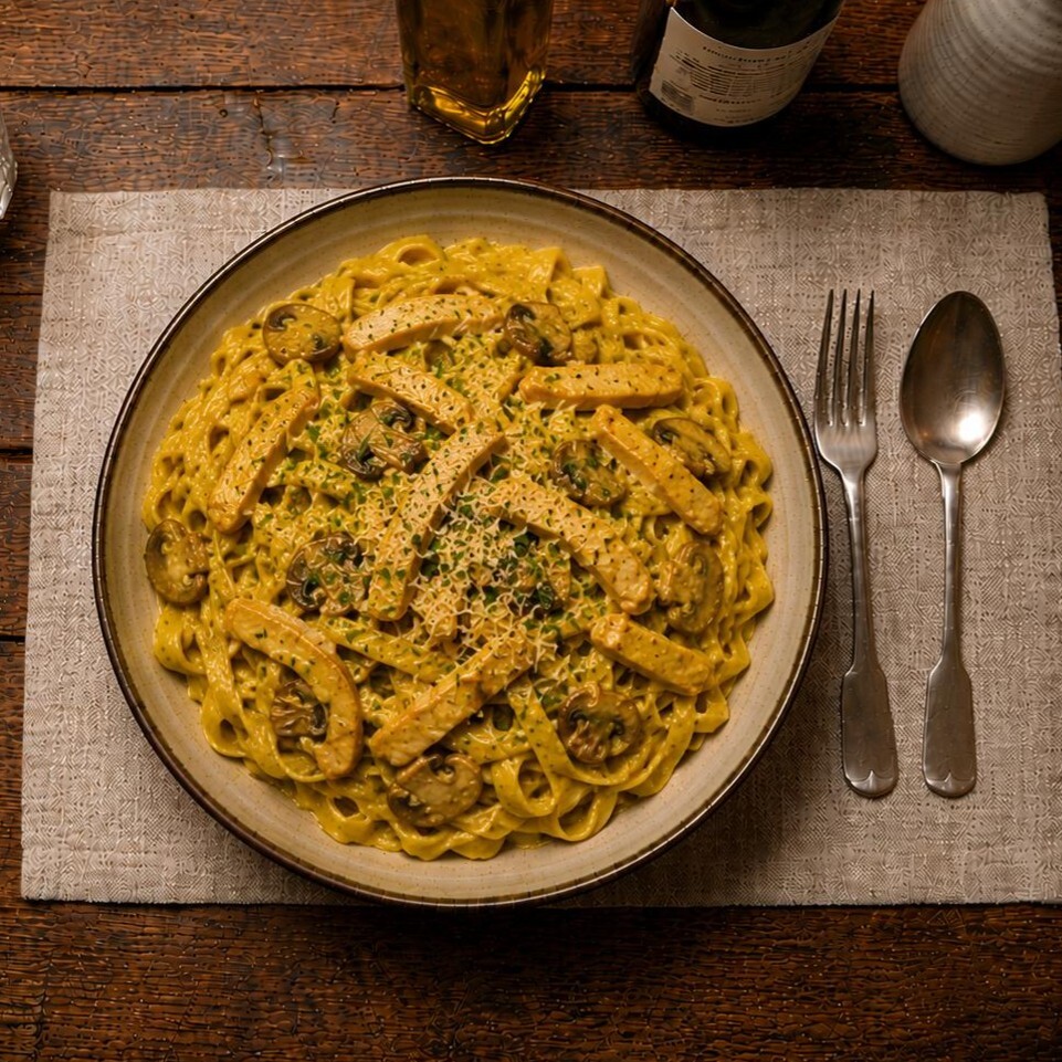 Köri Soslu Tavuklu Fettuccine