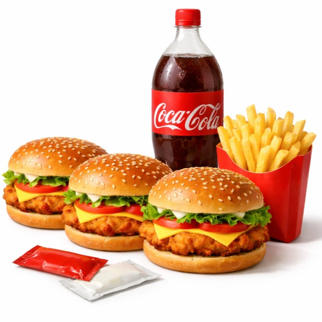 3'lü Tavuk Burger Menü