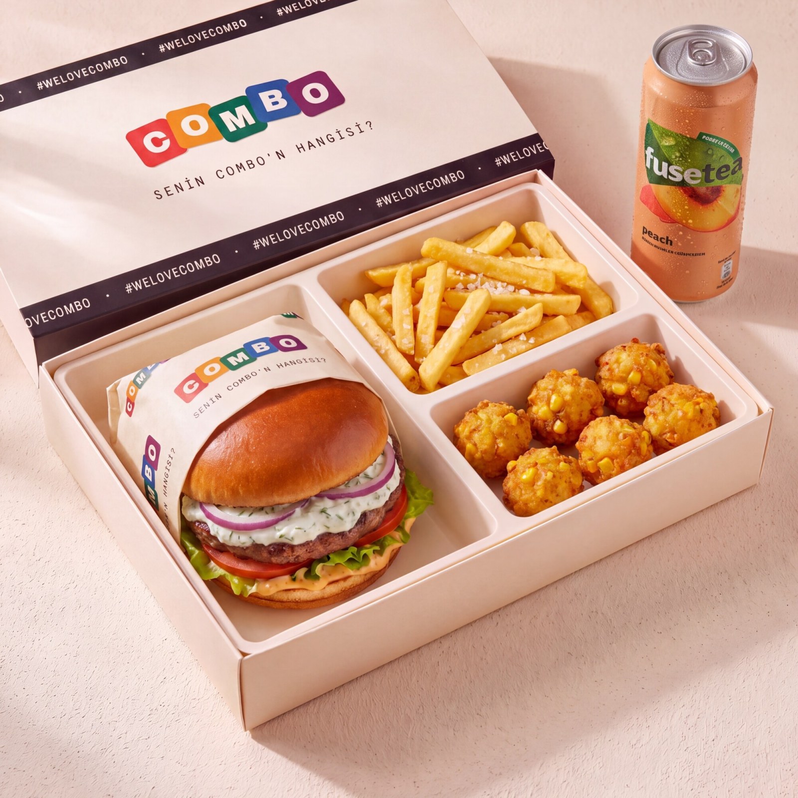 Cacıki Cajun Burger Menü + 1 Kutu İçecek