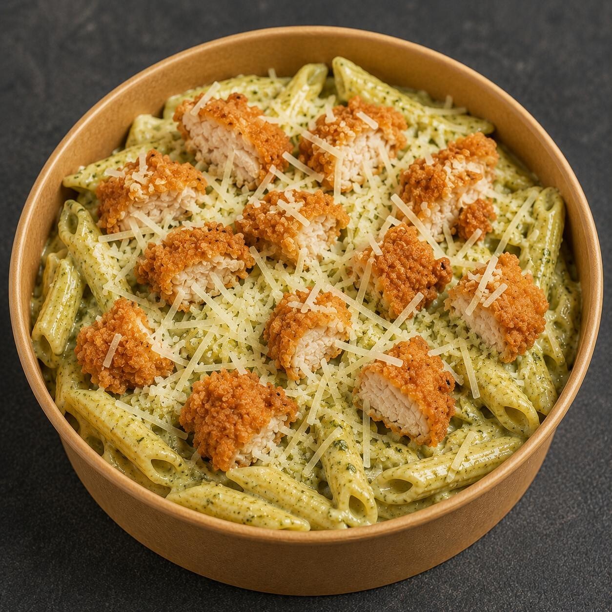 Pesto Soslu Çıtır Tavuklu Makarna