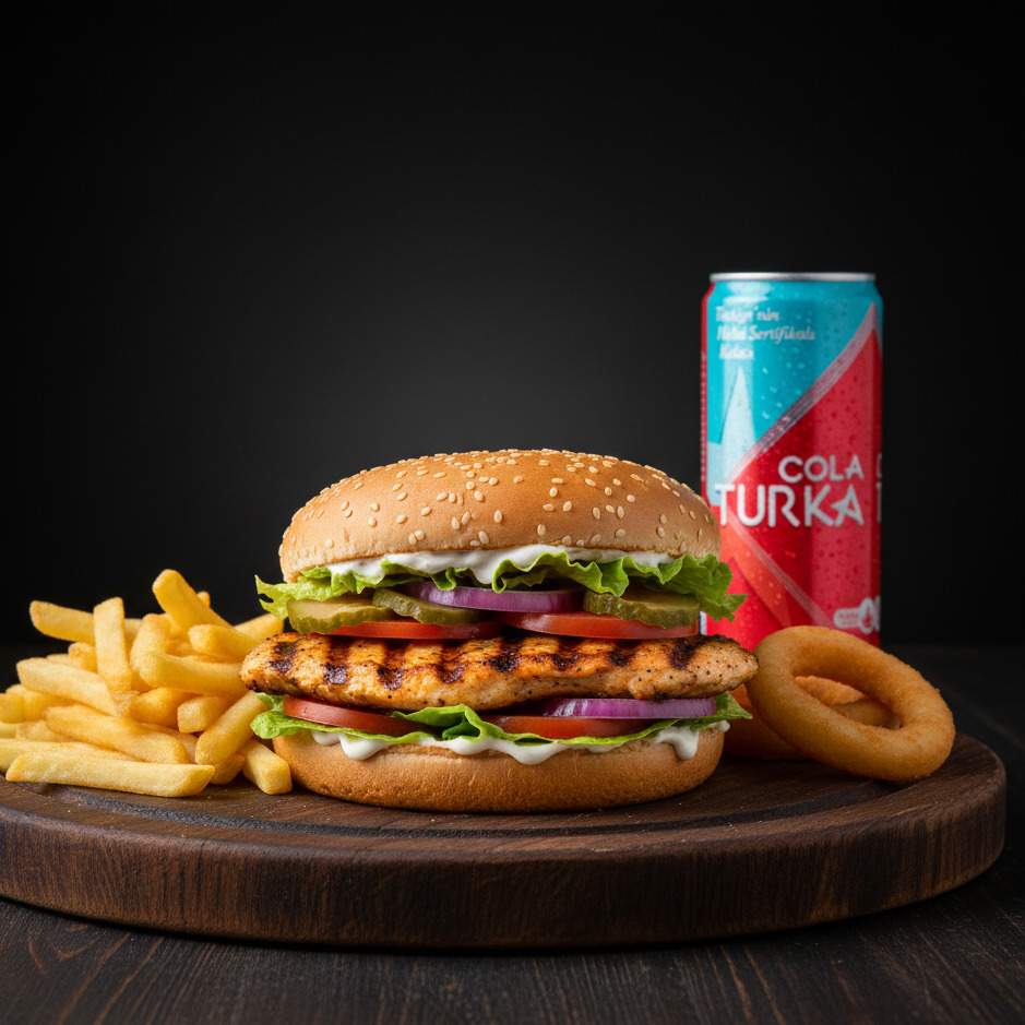 Mangal Tavuk Burger + içecek + patates
