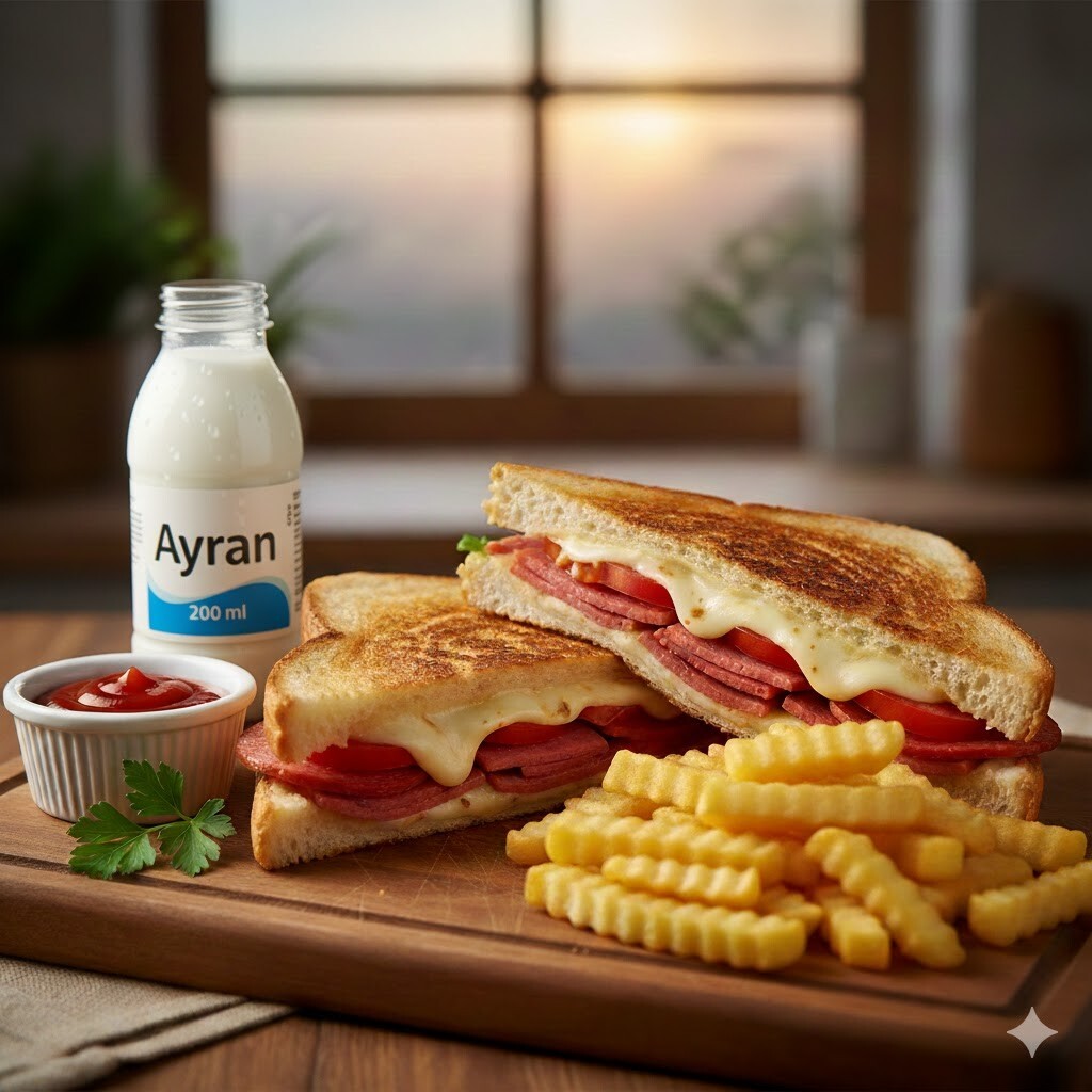 Karışık Tost + Patates Kızartması + Ayran (170 ml)