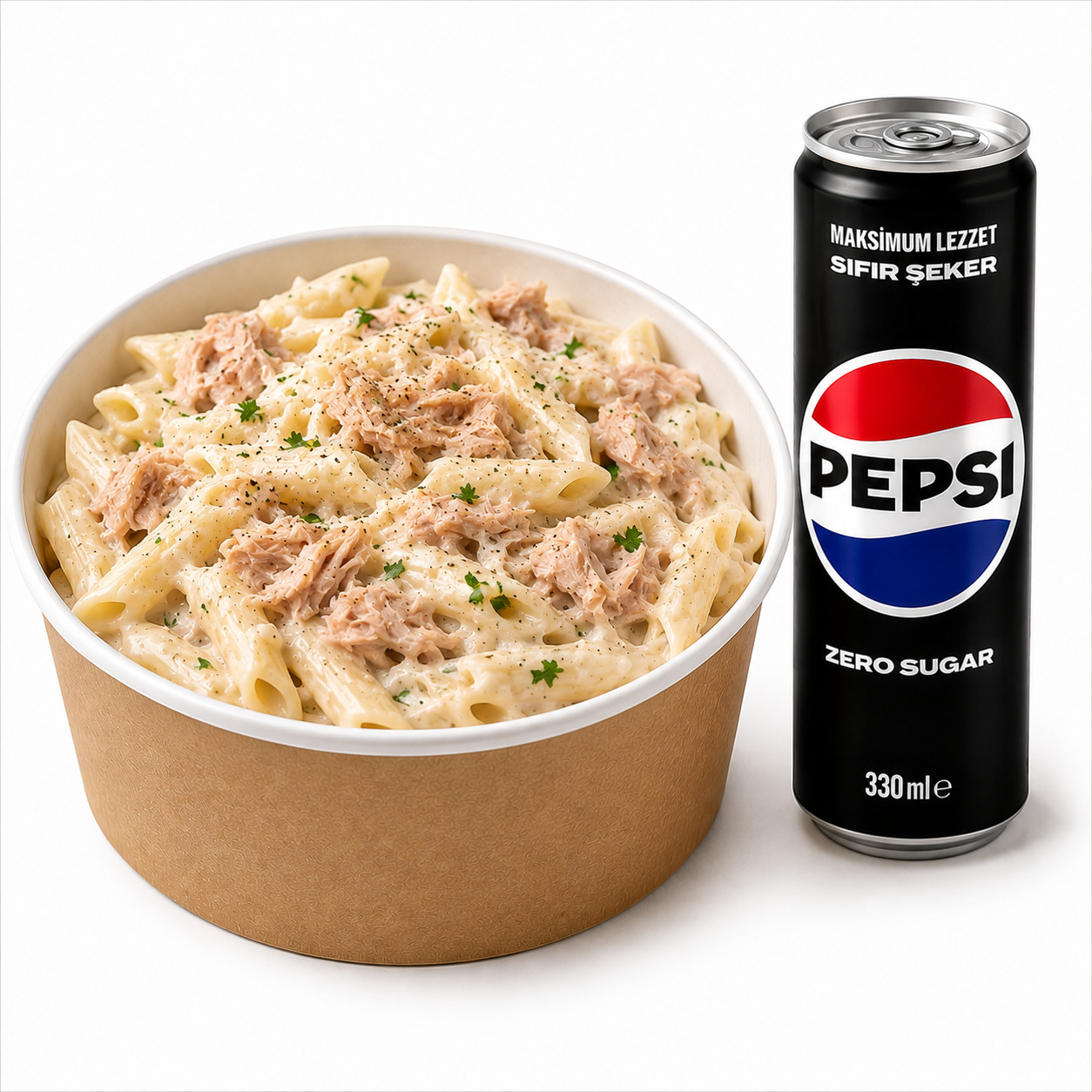 Kremalı Ton Balıklı Makarna & Pepsi Max (330 Ml) Menü
