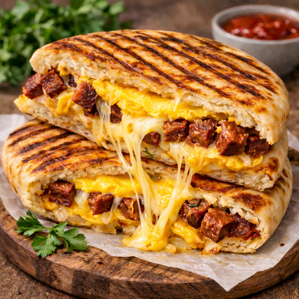 Yumurtalı Kavurmalı Kaşarlı Tost