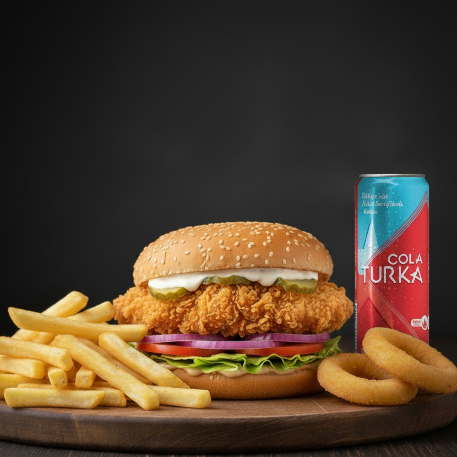Tavuk Burger + içecek + patates