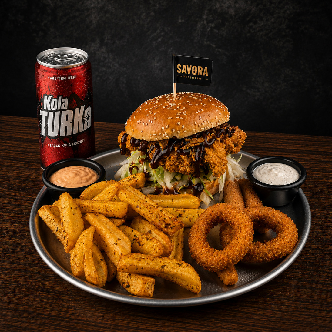BBQ Combo Burger Menü + Patates + 2 Özel Sos + İçecek