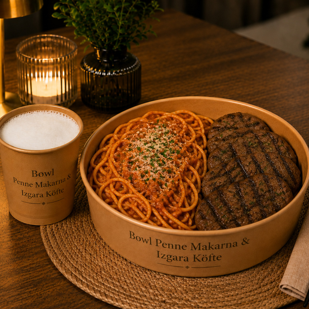 XXL Bowl Soslu Spagetti & Izgara Köfte + Ayran