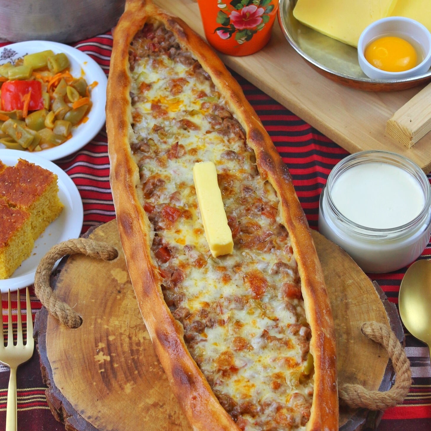Peynirli Kuşbaşılı Pide