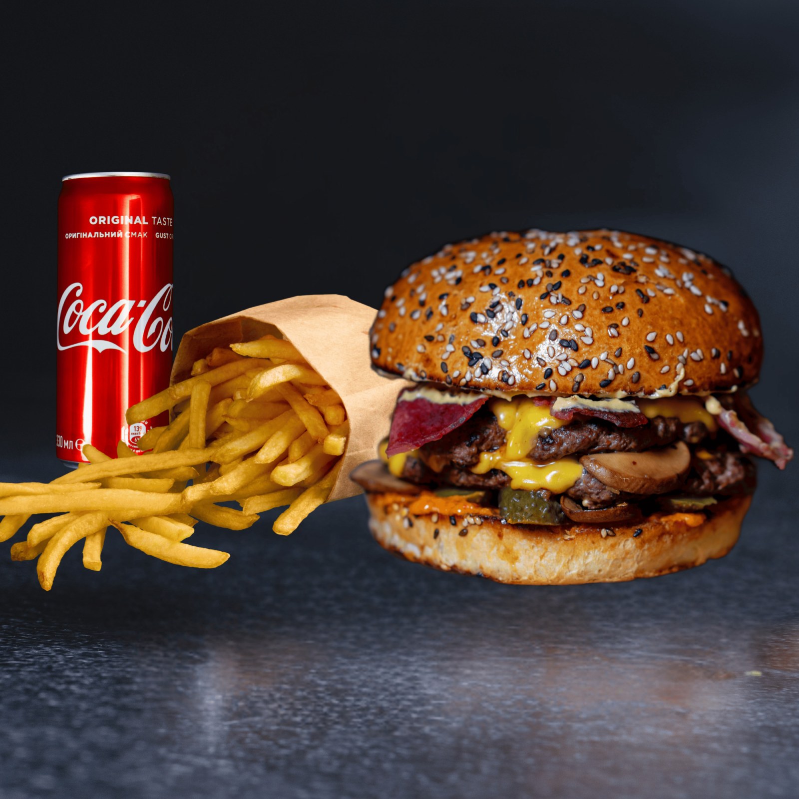 Fümeli Cheddar Oburger Menü